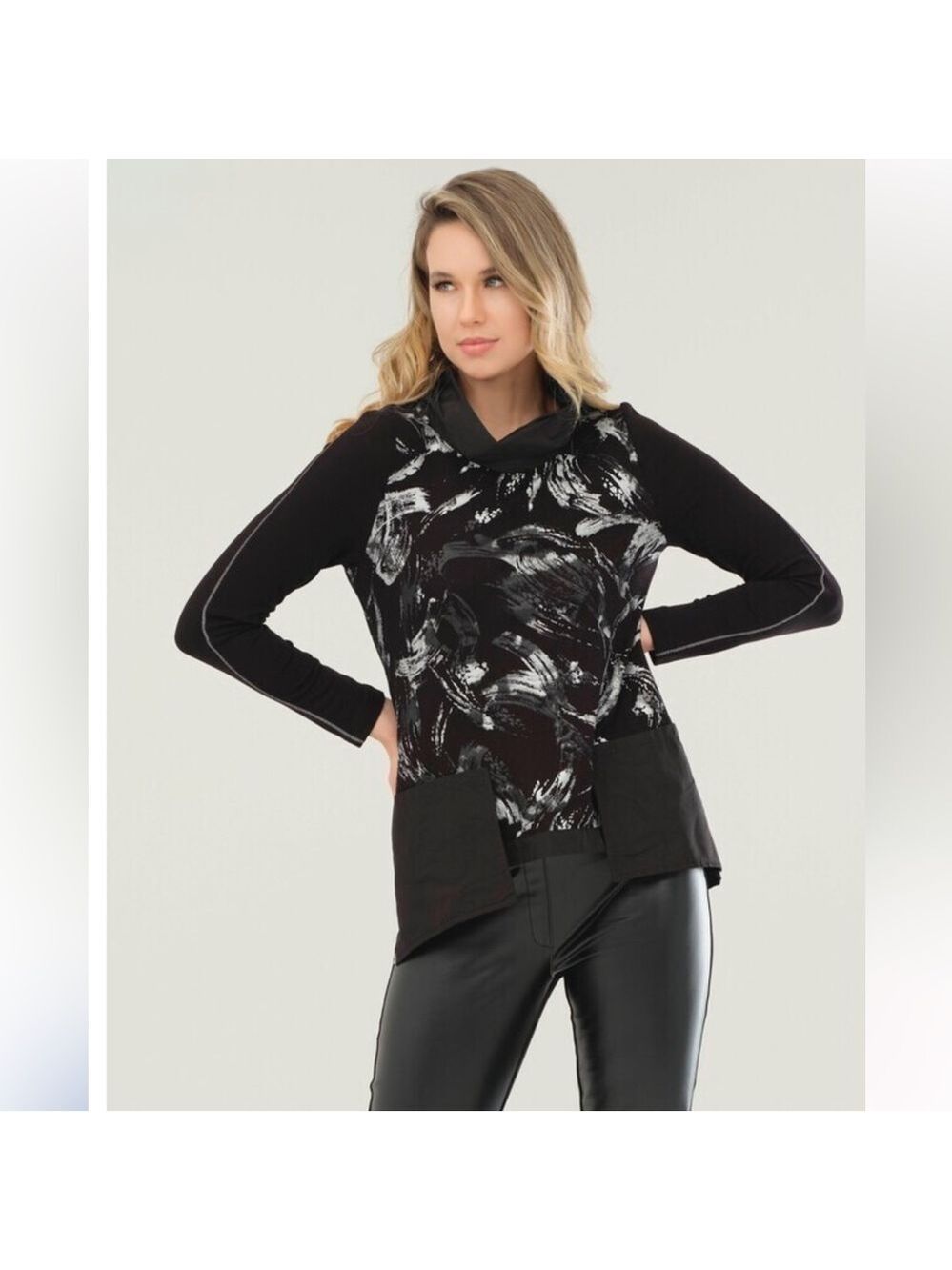 DOLCEZZA: Brush Strokes Pocket Flared Tunic NWT